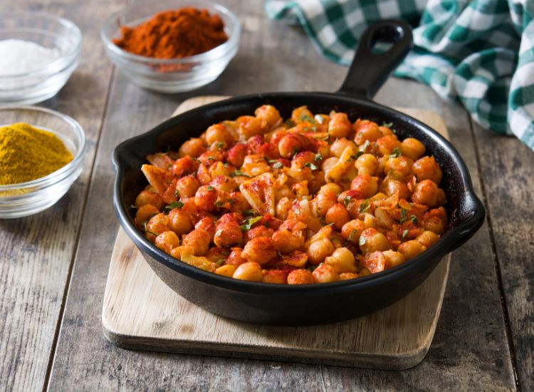 Recette facile et rapide Pois chiches épicés sautés